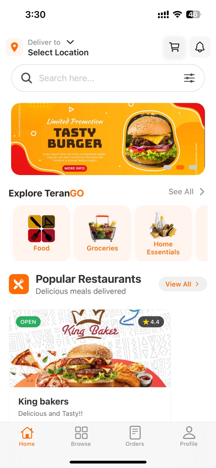 TeranGO Mobile App - Complete Interface